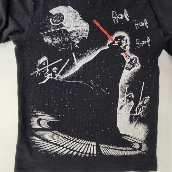 Star Wars Youth Long Sleeve Thermal Tee Black White Darth Vader Graphic, Medium - Picture 4 of 15